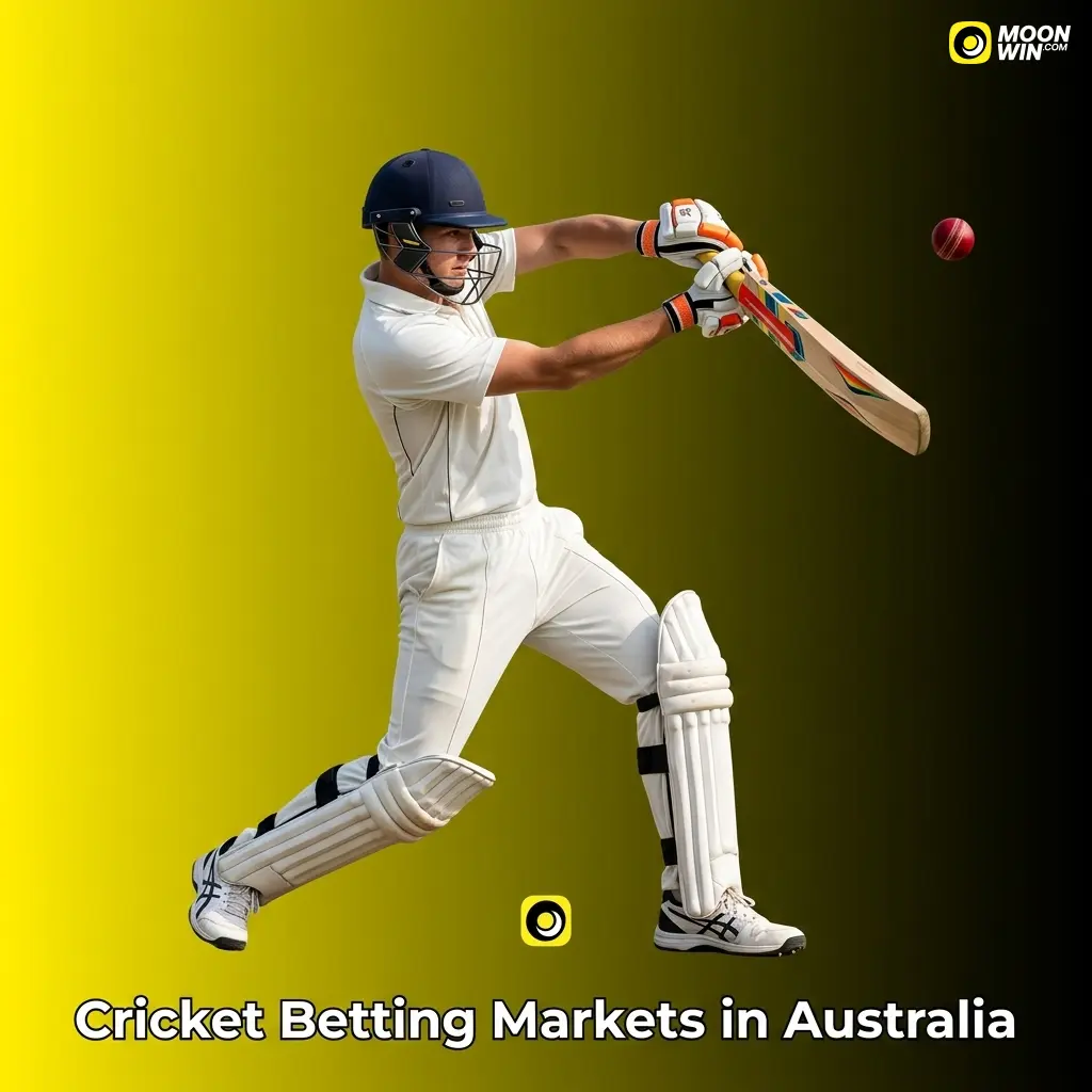 Cricket betting markets in Australia on Moonwin covering Test, ODI and T20 formats with match winner and player performance options