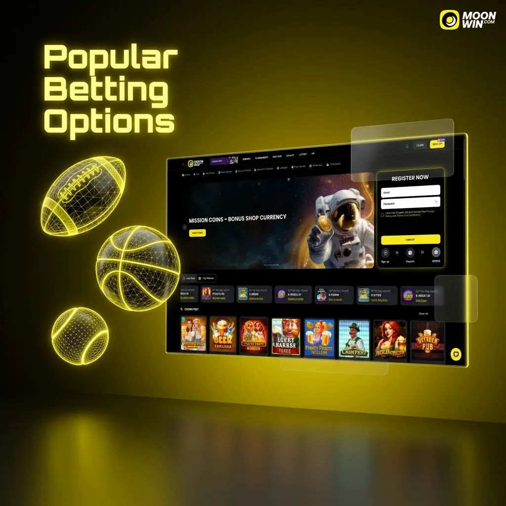 Moonwin sportsbook betting options including pre-match, live in-play, and multi betting for Australian bettors